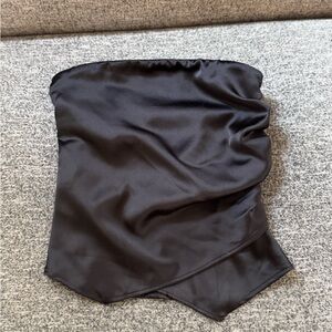 Zara Black Satin Strapless Top